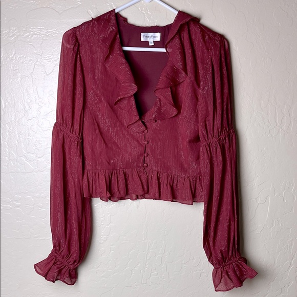 Privacy Please Bardot Blouse In Burgundy - Size S - Picture 3 of 11